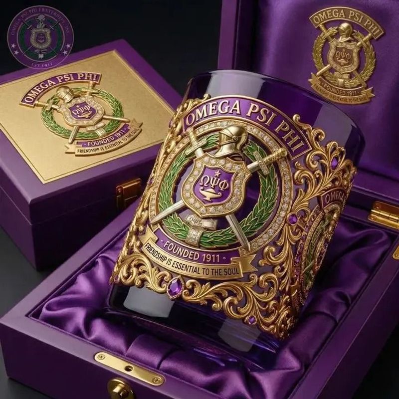 OMEGA PSI PHI FRATER NITY 115. JAHRESTAG-Gedenk-Whisky-Glas