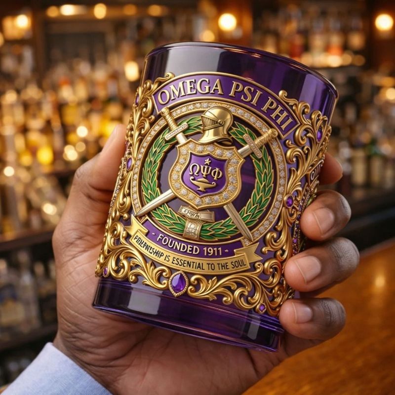 OMEGA PSI PHI FRATER NITY 115. JAHRESTAG-Gedenk-Whisky-Glas