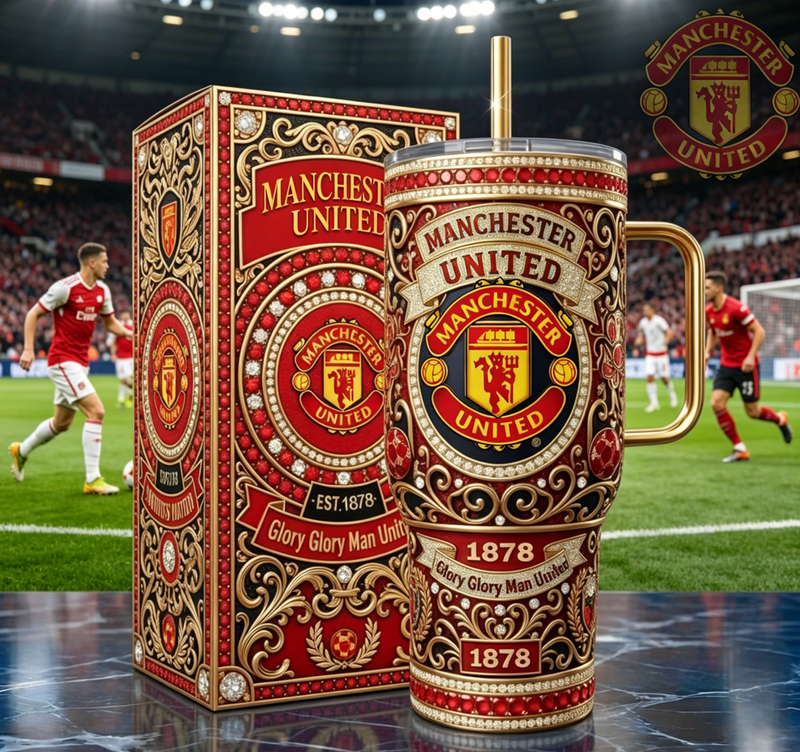🎈🎈🎈Manchester United Luxus Thermobecher mit Strohhalm – 40oz Sammler-Edition