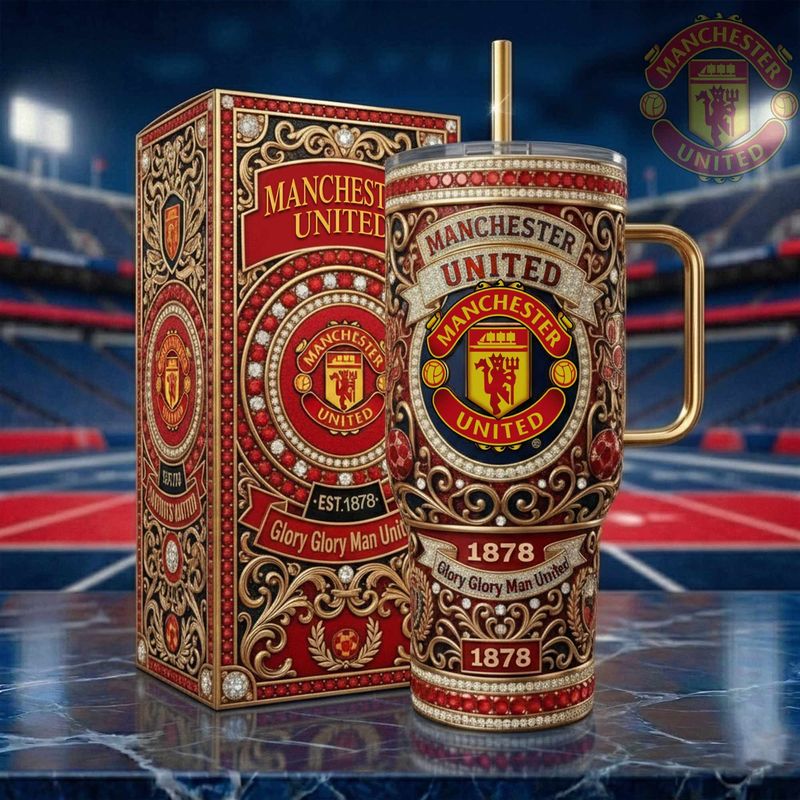 🎈🎈🎈Manchester United Luxus Thermobecher mit Strohhalm – 40oz Sammler-Edition