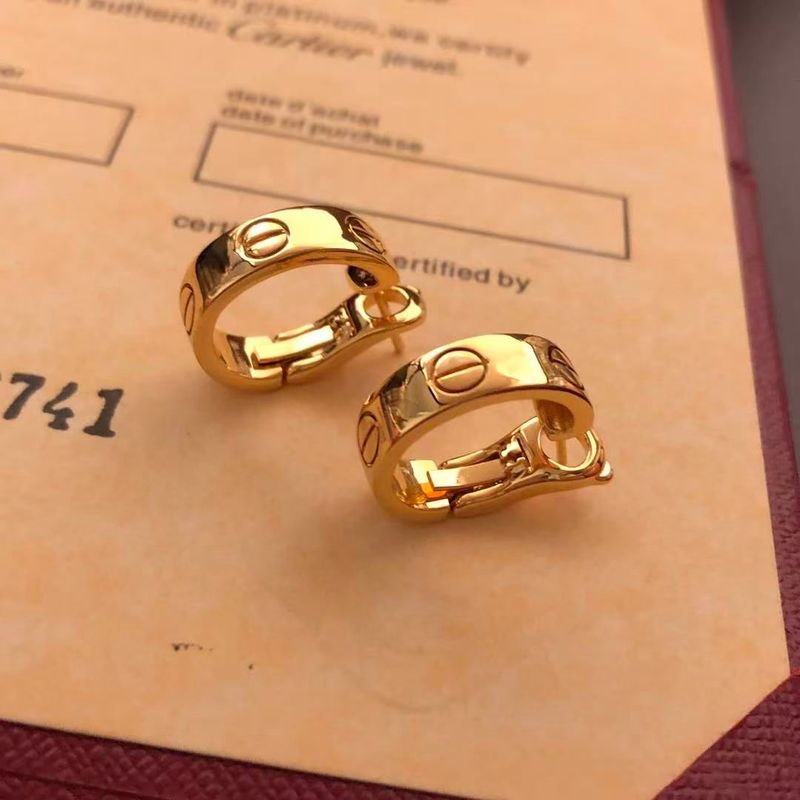 🎉🎉Cartier18K Yellow Gold Love Screw Hoop Earrings Classic Minimalist Huggie Cuff Earrings for Women Luxury Daily Jewelry Gift
