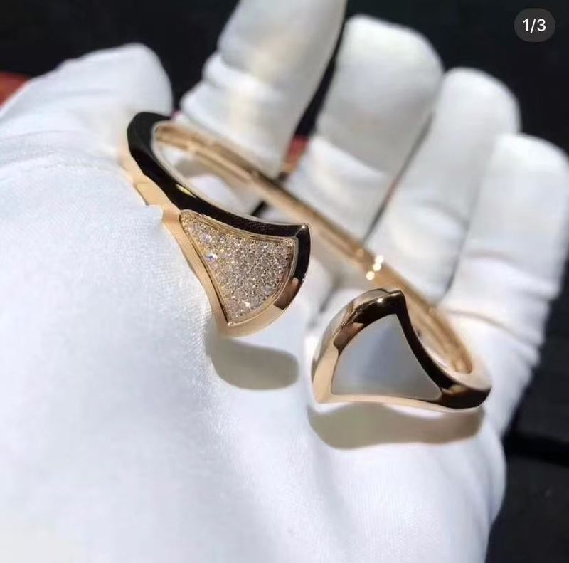 🎉🎉Rose Gold Open Bangle Bracelet Natural White Mother of Pearl Pave Crystal Fan Shape Luxury Women Jewelry Gift Box