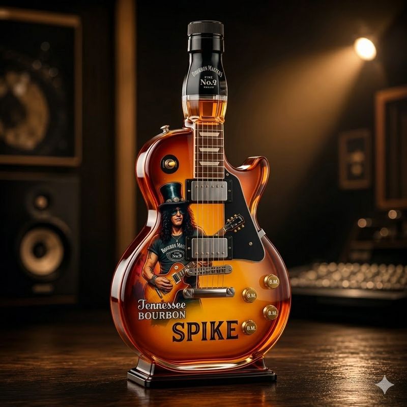 Heißer Verkauf 49% RABATT🔥Appetite for Rock: Vintage Sunburst Gitarrenfigur Spirituosenflasche