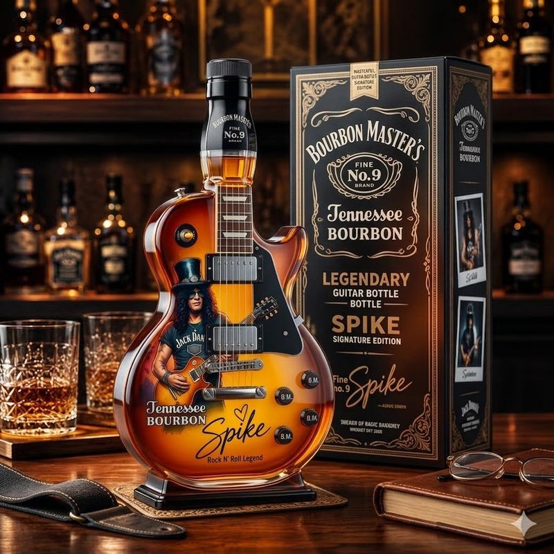 Heißer Verkauf 49% RABATT🔥Appetite for Rock: Vintage Sunburst Gitarrenfigur Spirituosenflasche