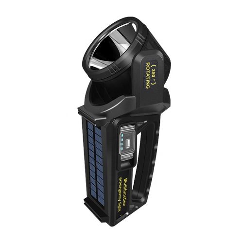 Super Bright Rotatable Head Lamp Most Powerful Emergency Hand Lamp LED Rechargeable Solar Cob Searchlight Flashlight