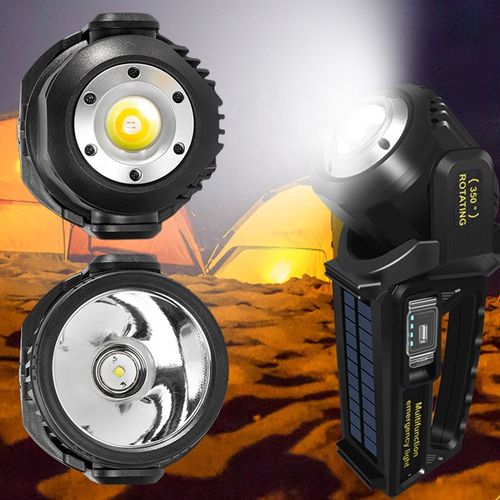 Super Bright Rotatable Head Lamp Most Powerful Emergency Hand Lamp LED Rechargeable Solar Cob Searchlight Flashlight