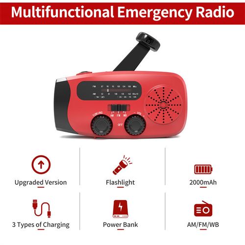 MEDING Solar Emergency Radio Emergency Solar Hand Crank NOAA Weather Portable Survival Radio