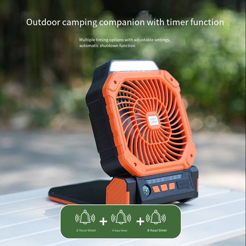 7800mAh Solar Portable Fan with Brushless Motor,USB-C Charging,4-Speed & LED Light CE  FCC ROHS Certified for Outdoor Camping