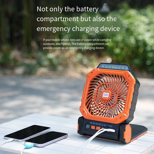 7800mAh Solar Portable Fan with Brushless Motor,USB-C Charging,4-Speed & LED Light CE  FCC ROHS Certified for Outdoor Camping