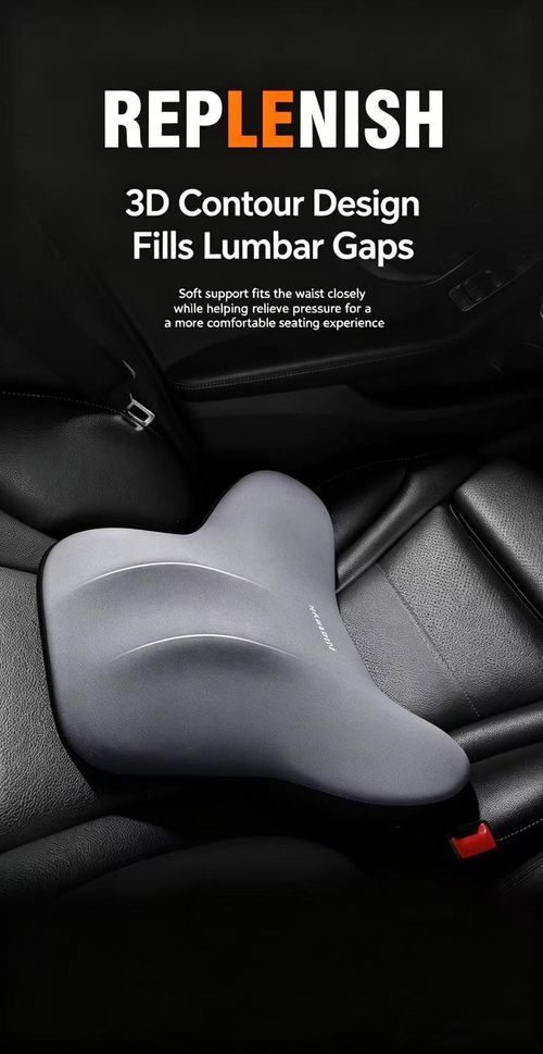 Ergonomic Memory Foam Headrest and Lumbar Support Pillow Set, 1 Headrest + 1 Lumbar Cushion, Premium Grey, Relieve Neck and Lower Back Pain for Car Office Home Sofa Complete 2‑piece set with adjustable fixing straps, removable and washable zipper cover, comfortable memory foam for long sitting and driving