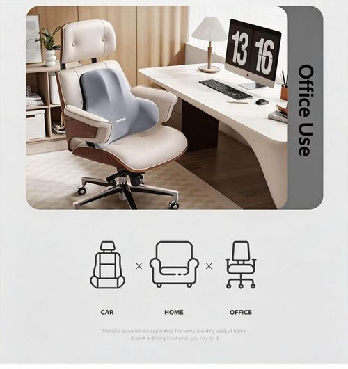 Ergonomic Memory Foam Headrest and Lumbar Support Pillow Set, 1 Headrest + 1 Lumbar Cushion, Premium Grey, Relieve Neck and Lower Back Pain for Car Office Home Sofa Complete 2‑piece set with adjustable fixing straps, removable and washable zipper cover, comfortable memory foam for long sitting and driving