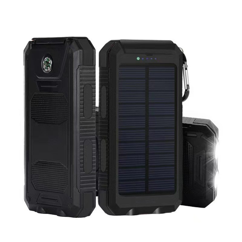 Portable Solar Power Bank, Dual Charging Ways Solar & USB Charging, Built‑in Bright LED Flashlight and Compass, Emergency Backup Power for Home, Travel and Outdoor Use, Perfect for Power Outages