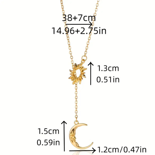 Sun Moon Matching Necklace for 2, Gold and Silver Tone Friendship Couple Mother Daughter Necklace, Non‑Tarnish Jewelry Set for Women Daily Wear & GiftBeautiful sun and moon pendant necklace set for two. One gold tone and one silver tone, perfect for best friends, couples, mother and daughter to share a special bond.