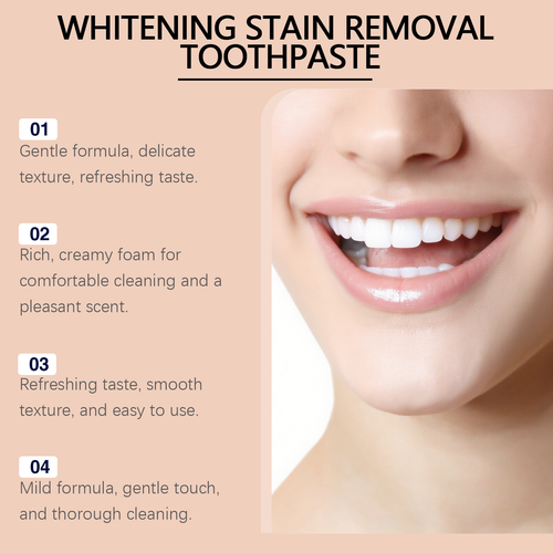 2 Pack Premium Stain Removal Whitening Toothpaste Deep Clean Teeth Remove Coffee And Food Stains Fresh Breath Oral Care For Daily UseHigh effective whitening toothpaste for daily oral care. Helps remove stubborn stains caused by coffee food and drinks. Freshens bad breath keeps teeth clean and bright. Gentle formula suitable for everyday family use.