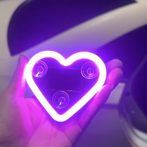 Pink Heart Shaped Solar Car Ambient Light 2 Pack, USB And Solar Dual Charging, Multiple Light Modes, Strong Suction Cup, No Drill Decor Lamp For Car Window