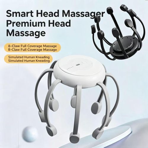 Electric Octopus Head Massager Wireless Portable Scalp Massager Multi‑Point Vibration Massage Device Relieve Head Stress Fatigue Improve Sleep For Home Office Travel Use