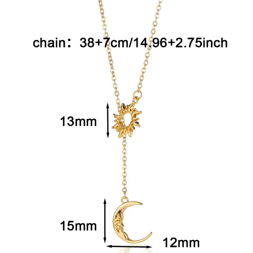 Sun Moon Matching Necklace for 2, Gold and Silver Tone Friendship Couple Mother Daughter Necklace, Non‑Tarnish Jewelry Set for Women Daily Wear & GiftBeautiful sun and moon pendant necklace set for two. One gold tone and one silver tone, perfect for best friends, couples, mother and daughter to share a special bond.