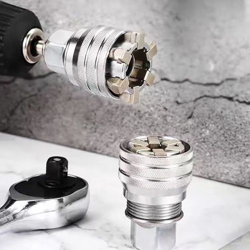 Adjustable Universal Socket Wrench Adapter, Multi‑Size Flexible Rotating Socket Tool, 10‑19mm Adjustable Range, Heavy Duty Metal Repair Tool For Home Auto Machinery Maintenance