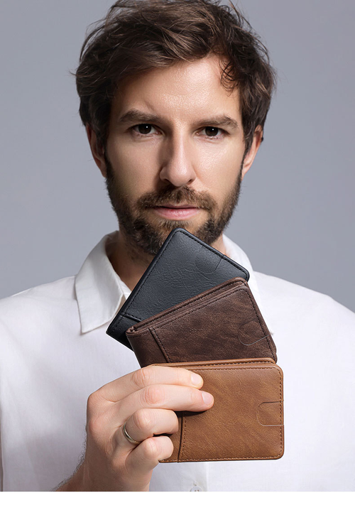Slim PU Leather Mens Wallet Compact Lightweight Card Holder Portable Purse For Daily Business Travel Use