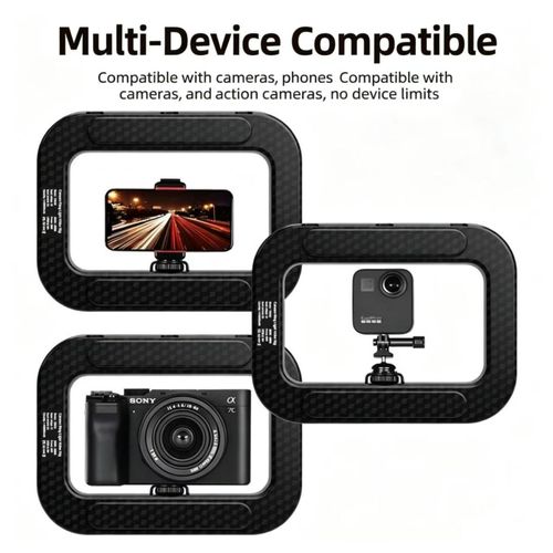 Portable Handheld Beauty Fill Light With Mini Tripod Rechargeable Selfie Ring Light 3 Cold Shoe Mounts For Phone Camera Video Recording Live Streaming Vlog Photography