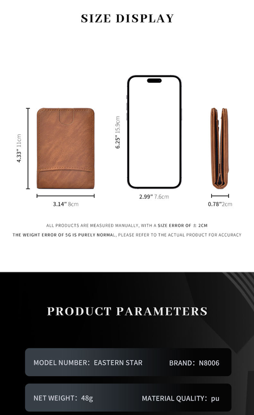 Slim PU Leather Mens Wallet Compact Lightweight Card Holder Portable Purse For Daily Business Travel Use
