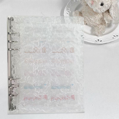Transparent water ripple cover loose leaf nail storage album. Reusable metal ring binder easy to add or remove inner pages. Keep nail tips tidy and well displayed. Suitable for nail salon technicians and personal nail art lovers.