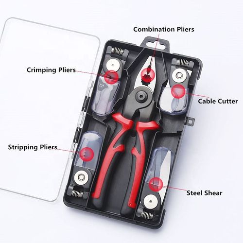 Interchangeable Multi-functional 5 in 1 Tool Kit Combination Pliers Stripping Cutting Pliers Cable Cutter Pliers Set