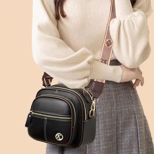🛫Classic Multifunctional Compartments Adjustable Wide Shoulder Strap Leather Crossbody Bag