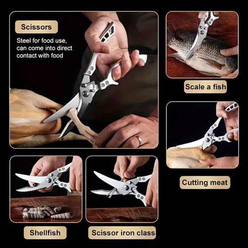 ✂️ Multi-Functional Heavy-Duty Kitchen Scissors – Snip, Cut, Crush – One Tool Rules Them All! 🦴🔪