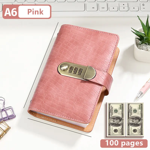 A6 savings notebook,a small financial management book with a lock, suitable for storing money and important information, 50 sheets and 100 pages of fun and easy to save binders -cash notebook Bill Organizer Planner Monthly Budget Planner