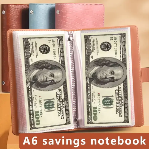 A6 savings notebook,a small financial management book with a lock, suitable for storing money and important information, 50 sheets and 100 pages of fun and easy to save binders -cash notebook Bill Organizer Planner Monthly Budget Planner