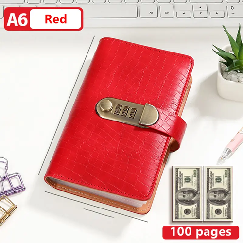 A6 savings notebook,a small financial management book with a lock, suitable for storing money and important information, 50 sheets and 100 pages of fun and easy to save binders -cash notebook Bill Organizer Planner Monthly Budget Planner