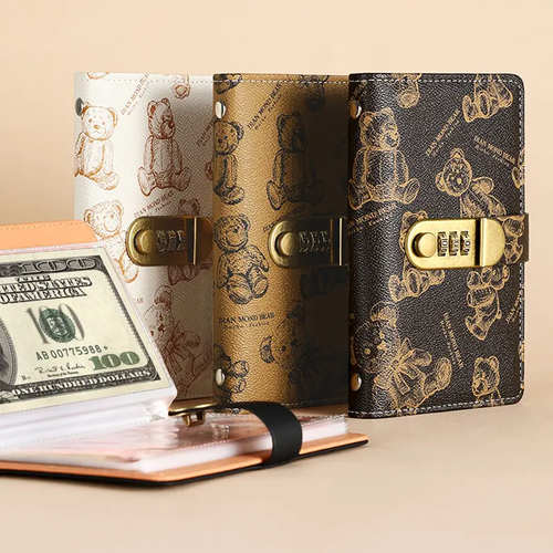 A6 savings notebook,a small financial management book with a lock, suitable for storing money and important information, 50 sheets and 100 pages of fun and easy to save binders -cash notebook Bill Organizer Planner Monthly Budget Planner