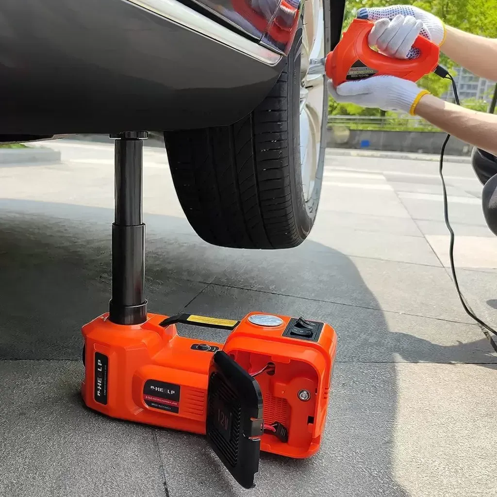 5 in 1 Electric Hydraulic Car Jack 12V with Inflator Pump + LED Light + TIRE WRENCH