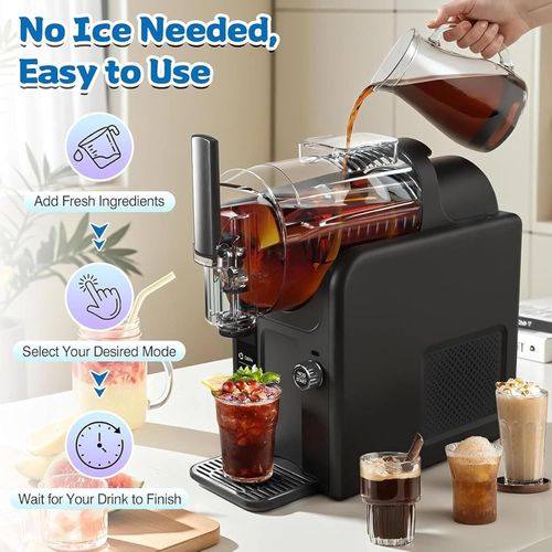Slushie Machine, 2L Slushy Maker with Adjustable Temperature, Frozen Drink Maker with 5 Preset Programs & LED Display, Auto-Clean, for Ice Cream, Frappes, Milk Shake, No Ice Needed black