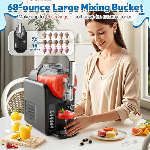 Slushie Machine, 2L Slushy Maker with Adjustable Temperature, Frozen Drink Maker with 5 Preset Programs & LED Display, Auto-Clean, for Ice Cream, Frappes, Milk Shake, No Ice Needed black