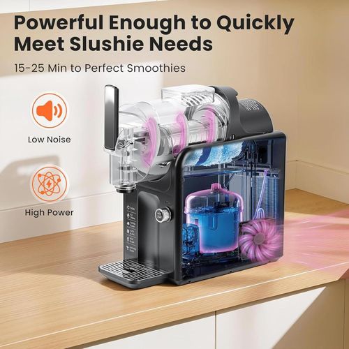 Slushie Machine, 2L Slushy Maker with Adjustable Temperature, Frozen Drink Maker with 5 Preset Programs & LED Display, Auto-Clean, for Ice Cream, Frappes, Milk Shake, No Ice Needed black
