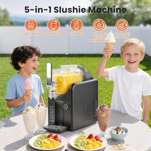 Slushie Machine, 2L Slushy Maker with Adjustable Temperature, Frozen Drink Maker with 5 Preset Programs & LED Display, Auto-Clean, for Ice Cream, Frappes, Milk Shake, No Ice Needed black