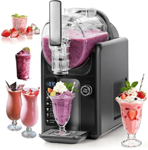 Slushie Machine, 2L Slushy Maker with Adjustable Temperature, Frozen Drink Maker with 5 Preset Programs & LED Display, Auto-Clean, for Ice Cream, Frappes, Milk Shake, No Ice Needed black