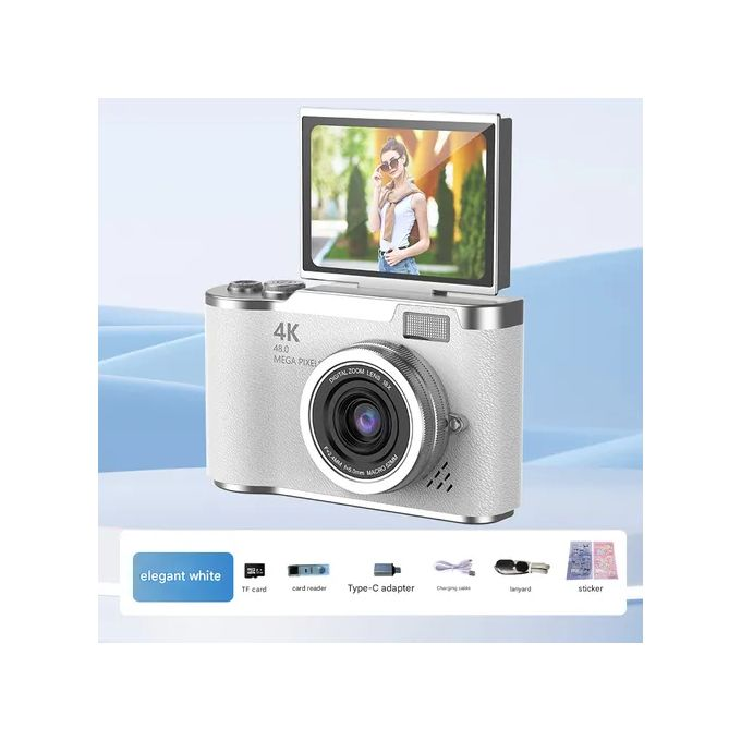 128G memory card+New 4K Foldable Screen Student Camera