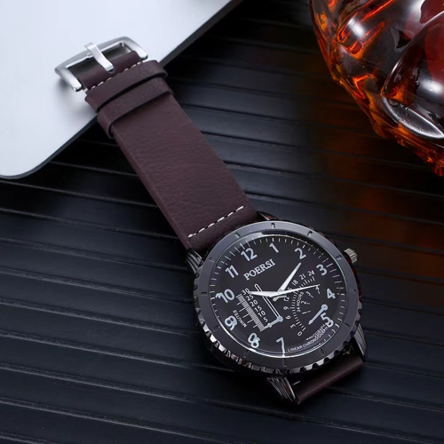 Elegant Men's Business Style Gift Set 1pc4pcs Quartz Watch Faux Leather Belt Fashion Glasses Faux Leather Wallet Electronic Alloy Case Battery Powered Gift Box for Any Occasion