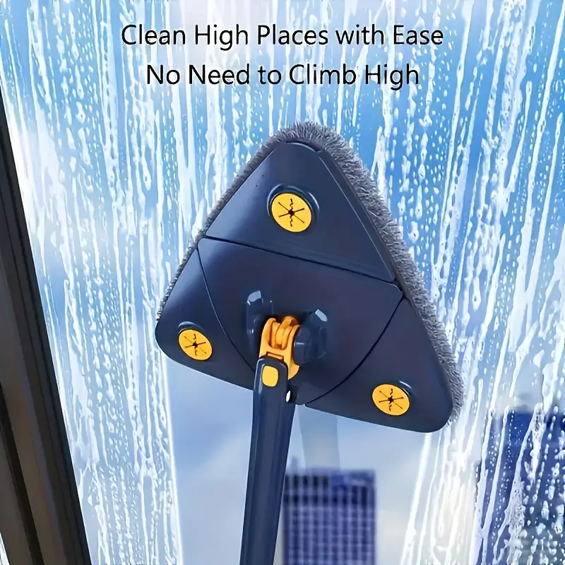 360° Rotating Triangular Mop with 10 Replacement Cloths - Adjustable & Retractable, Suitable for All Surfaces, Perfect for Home Use in Kitchen, Bathroom, Bedroom, Living Room, Mop for Floor, Bathroom Cleaning, Modern Mop Design
