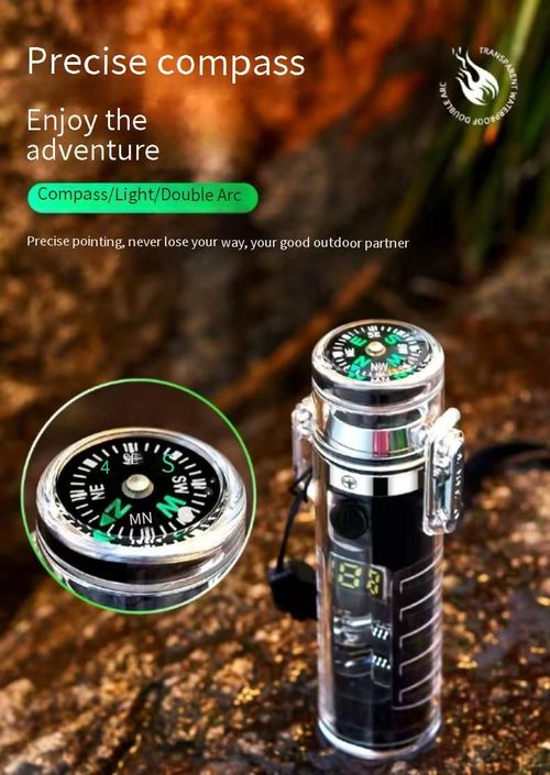 Transparante Waterdichte Oplaadbare Dual Arc Aansteker & Verlichting and compass