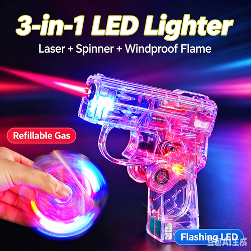 Glowing Transparent Gyro Finger Lighter Folding Spinning