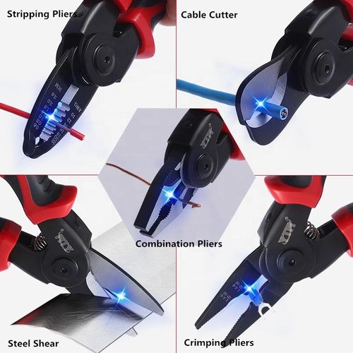 Interchangeable Multi-functional 5 in 1 Tool Kit Combination Pliers Stripping Cutting Pliers Cable Cutter Pliers Set