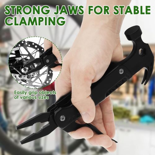Claw Hammer, Stainless Steel Versatile Hammer Multitool, Stable Clamping Outdoor Tool Hammer Practical Multitool Folding Knife Plier for Camping, for Birthday Men Father Dad Husband Boyfriend