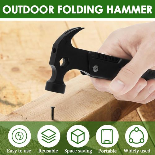 Claw Hammer, Stainless Steel Versatile Hammer Multitool, Stable Clamping Outdoor Tool Hammer Practical Multitool Folding Knife Plier for Camping, for Birthday Men Father Dad Husband Boyfriend
