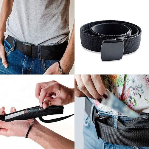 Kisbeibi Portable Travel Security, Money Strap, Hidden Money Bag - Avoid Theft Nylon Strap, Black