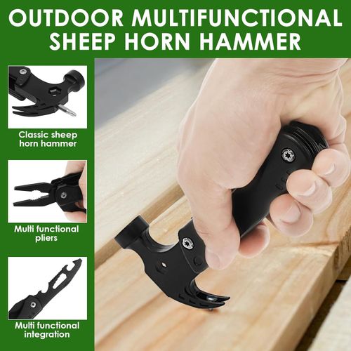 Claw Hammer, Stainless Steel Versatile Hammer Multitool, Stable Clamping Outdoor Tool Hammer Practical Multitool Folding Knife Plier for Camping, for Birthday Men Father Dad Husband Boyfriend