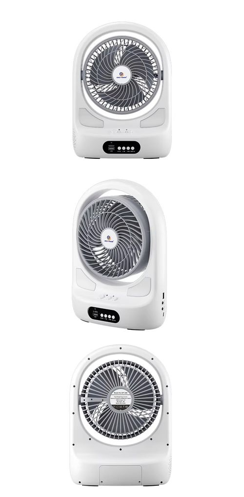 Portable BT Solar Fan for Camping Travel and Emergency Use with USB Charging Lithium Battery Rechargeable Fan